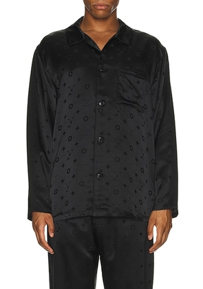 Fleur du mal Men's Silk Jacquard PJ Top in Black - Black. Size L (also in ).