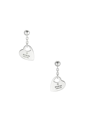 Gucci Trademark Heart Motif Pendant Earrings in Sterling Silver - Metallic Silver. Size all.