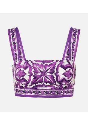 Dolce&Gabbana Majolica cotton poplin bra top