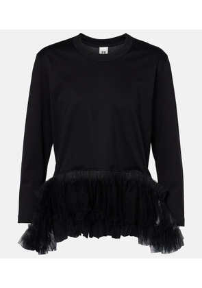 Noir Kei Ninomiya Tulle-trimmed cotton jersey top