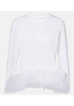 Noir Kei Ninomiya Tulle-trimmed cotton jersey top