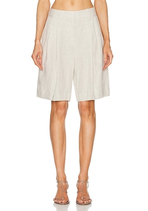 GRLFRND Linen Bermuda Shorts in Natural Linen - Beige. Size S (also in XS, XXS).