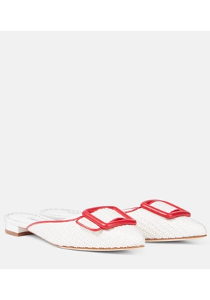 Manolo Blahnik Maysale leather-trimmed raffia mules