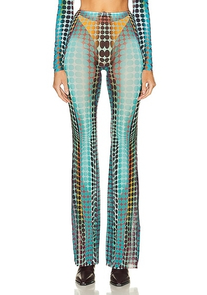 Jean Paul Gaultier Flare Trouser in Blue  Purple  & Yellow - Teal. Size M (also in S, XS).