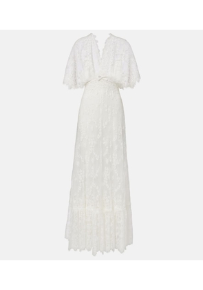 Elie Saab Embroidered cotton-blend lace gown