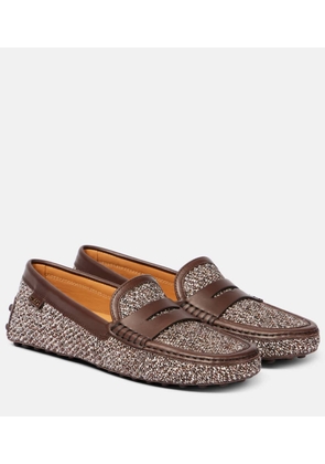 Tod's Gommino leather-trimmed tweed driving shoes