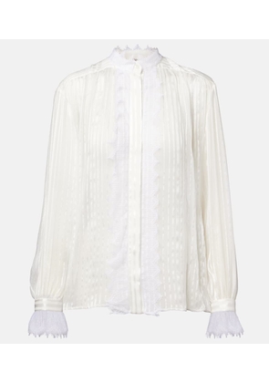 Chloe Gathered lace-trimmed silk blouse