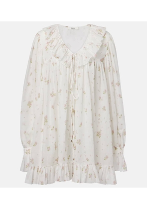 Chloe Printed ruffled cotton minidress