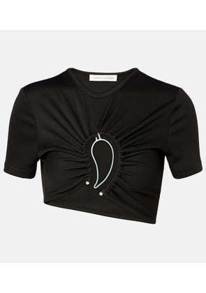 Christopher Esber Paisley cropped gathered T-shirt