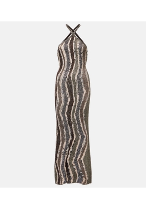 Missoni Sequined open-back lame gown