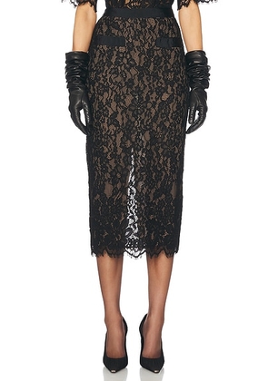 Helsa The Lace Midi Skirt in Black - Black. Size XS (also in XXS).