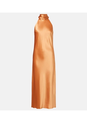 Galvan Sienna halterneck satin midi dress