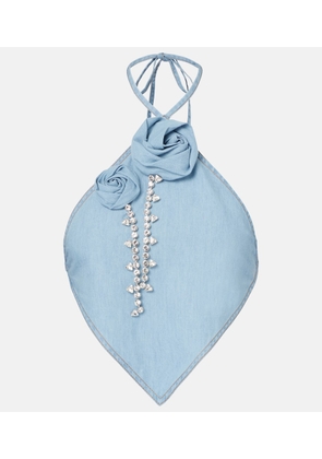 Area Embellished floral-applique cotton top