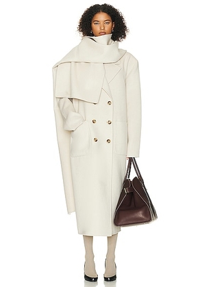 Helsa Oversized Coat With Detachable Scarf in Ivory - Ivory. Size S/M (also in XXS/XS).