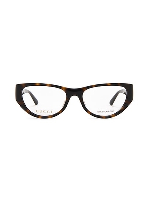 Gucci Hailey Eyeglasses in Havana & Transparent - Brown. Size all.