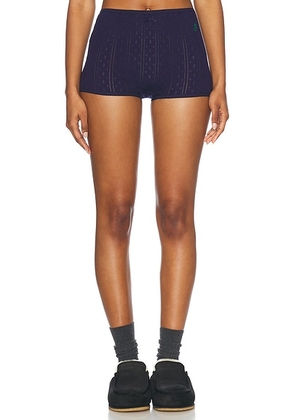 JW Anderson Pointelle Mini Short in Navy - Navy. Size L (also in S, M).