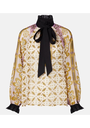 La DoubleJ Cerere printed tie-neck silk blouse