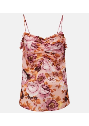 Chloe Ruched floral silk camisole