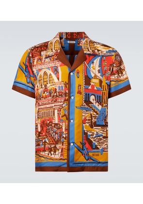 Bode Manhattan Island printed silk bowling shirt
