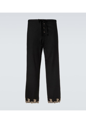 Bode Laurelist wool flannel wide-leg pants