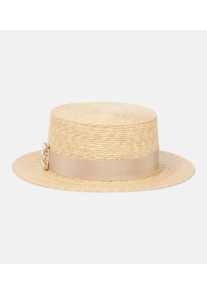 Roger Vivier Tres Vivier embellished raffia boater hat