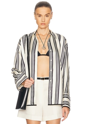 HEIRLOME Vivi Stripe Shirt in Cream & Black - Black,White. Size M (also in S).
