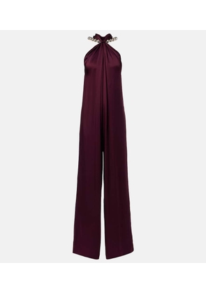 Stella McCartney Embellished halterneck satin jumpsuit