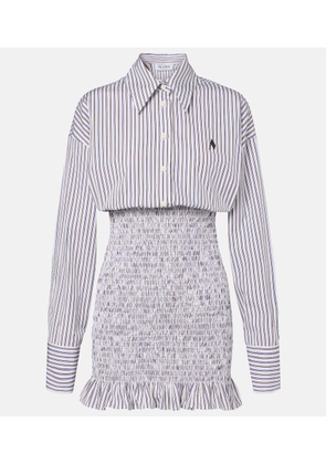 The Attico Striped ruched cotton shirt dress
