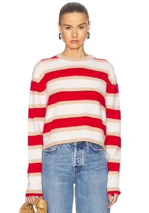 Guest In Residence Grizzly Stripe Crew Sweater in Dune  True Red & Cream - Cream. Size XL (also in ).