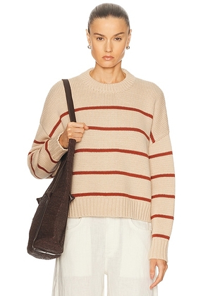 Jenni Kayne Chloe Crewneck Sweater in Oat & Coral Stripe - Beige. Size XL (also in ).