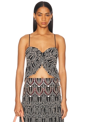 Johanna Ortiz Lunch Date Top in Black & Ecru - Black. Size 0 (also in 2, 8).