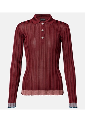Etro Ribbed-knit polo sweater