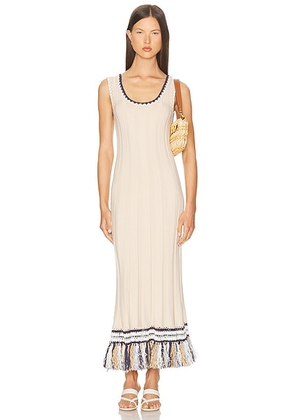 SIMKHAI Julianna Tank Midi Dress in Sand Multi - Beige. Size L (also in M, XS).