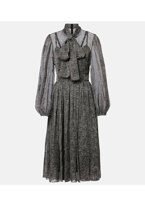 Dolce&Gabbana Chevron tie-neck silk-blend midi dress