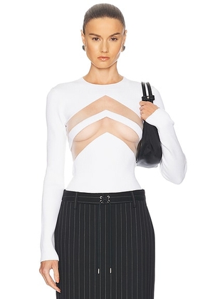 Jean Paul Gaultier Transparent Chevron Top in White - White. Size L (also in M, S, XS).
