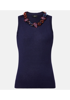 Etro Embellished silk and cashmere top