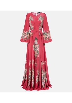 Etro Belted printed silk maxi dress