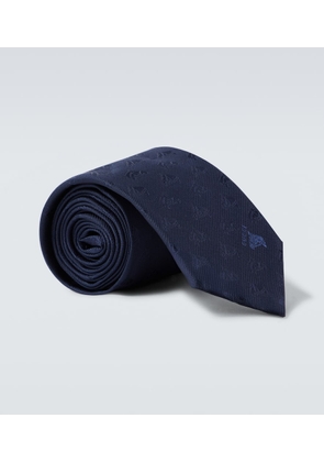 Gucci Embroidered logo silk jacquard tie