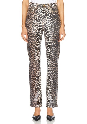 Ganni Foil Print Carri Chain Pant in Leopard - Neutral. Size 25 (also in 26).