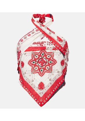 Marant Etoile Feyza halterneck printed cotton top