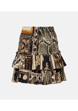 Marant Etoile Naomi shirred printed cotton miniskirt