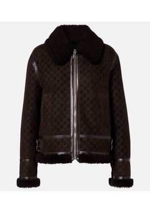 Gucci GG shearling-trimmed leather jacket