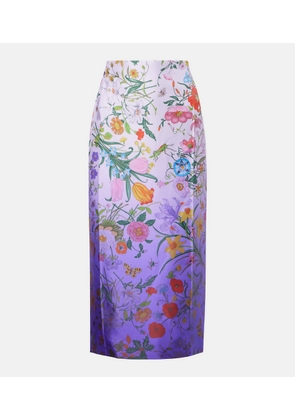 Gucci Floral silk midi skirt