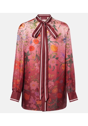 Gucci Floral tie-neck silk shirt