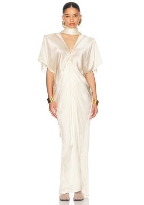 Helsa The Demeter Dress in Silk Lyocell in Cream - Cream. Size XXS (also in L, M, S, XS).