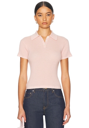 Guest In Residence Shrunken Cashmere Polo in Powder Pink - Pink. Size XL (also in ).