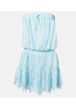 Melissa Odabash Isla cotton-blend lace bandeau minidress