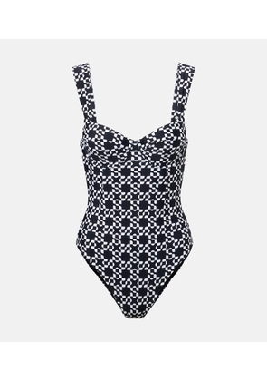 Simkhai Lexi printed bustier swimsuit