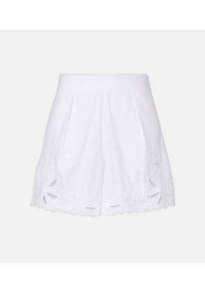 Juliet Dunn Embroidered cotton poplin shorts