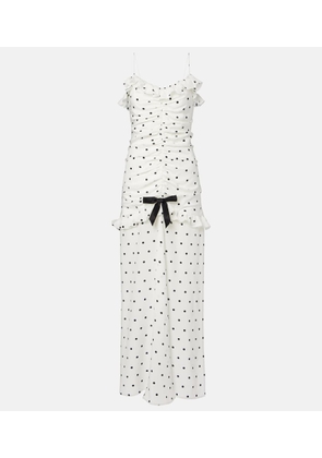 Alessandra Rich Ruched polka-dot silk maxi dress